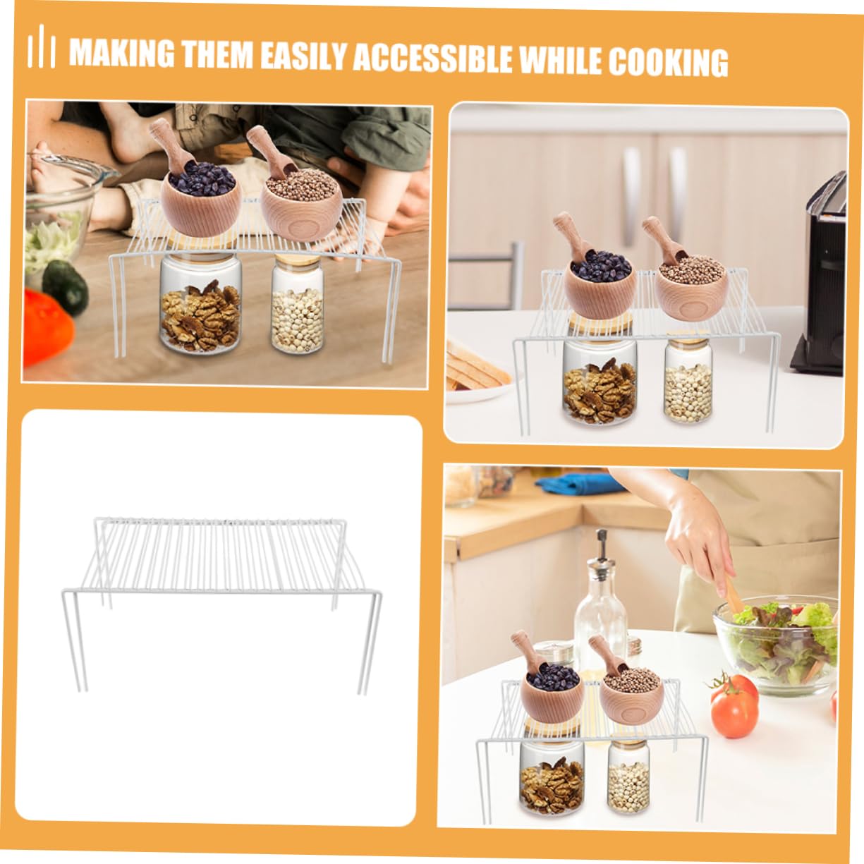 Alipis Organizer Cucina Allungabile in Metallo Bianco per Armadio | Ripiano Superficie Estensibile, Portata Elevata e Struttura Anti-deformazione, Stile Moderno Pulito