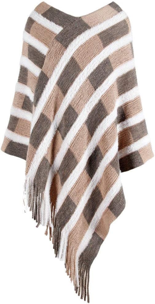 Rmeioel Women Winter Knitted Cashmere Poncho Capes Shawl Cardigans Sweater Coat Outwear