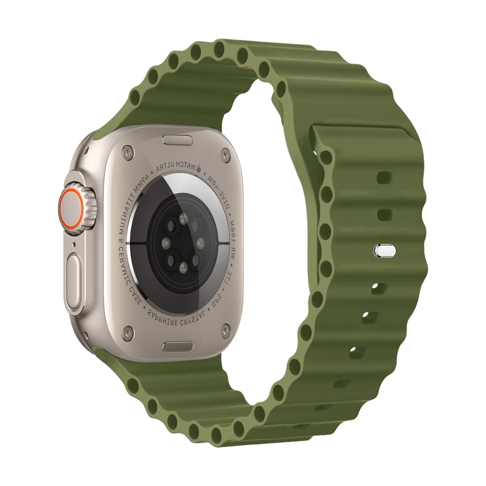 Photo 1 of BHUIJIC Ocean Band Compatiable with Apple Watch Ultra Band 49mm 46mm 45mm 44mm 42mm for Men Women, Sport Wristband Adjustable Silicone Strap for Apple Watch Ultra 3 2 1 iWatch Series 11 10 9 8 7 6 5 4 SE Army Green