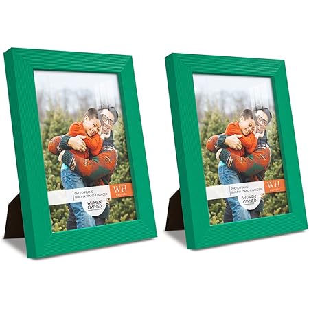 Renditions Gallery 5x7 inch Picture Frame Set of 2 High-end Modern Style, Made of Solid Wood and High Definition Glass Ready for Wall and Tabletop Photo Display, Green Frame