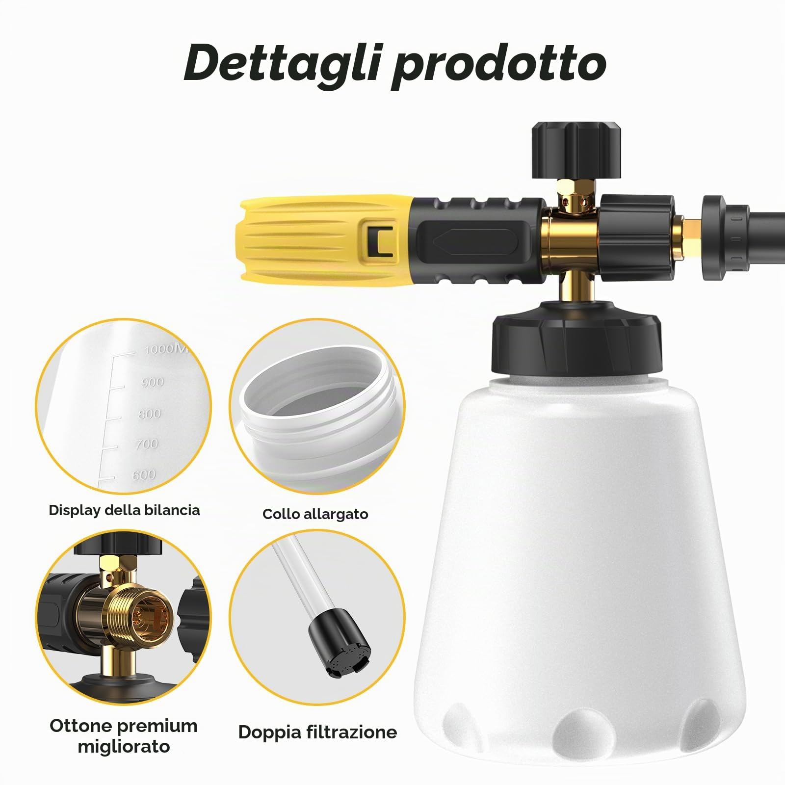 Lancia Schiuma Per Idropulitrice Karcher K2 K3 K4 K5 K6 K7, Ricambio Per Pistola In Schiuma, Erogatore Di Sapone A Collo Largo, Ugello A Spruzzo Regolabile, Attacco Per Pistola In Schiuma