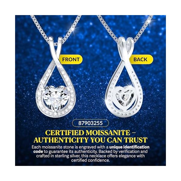 Infinity Heart 1-4 Carat Moissanite Necklace pendant for Women – Sterling Silver Pendant, Love Necklace Gift for Her, Anniversary Jewelry, Valentines Jewelry, Gift for Wife, Mom, or Girlfriend - Image 4