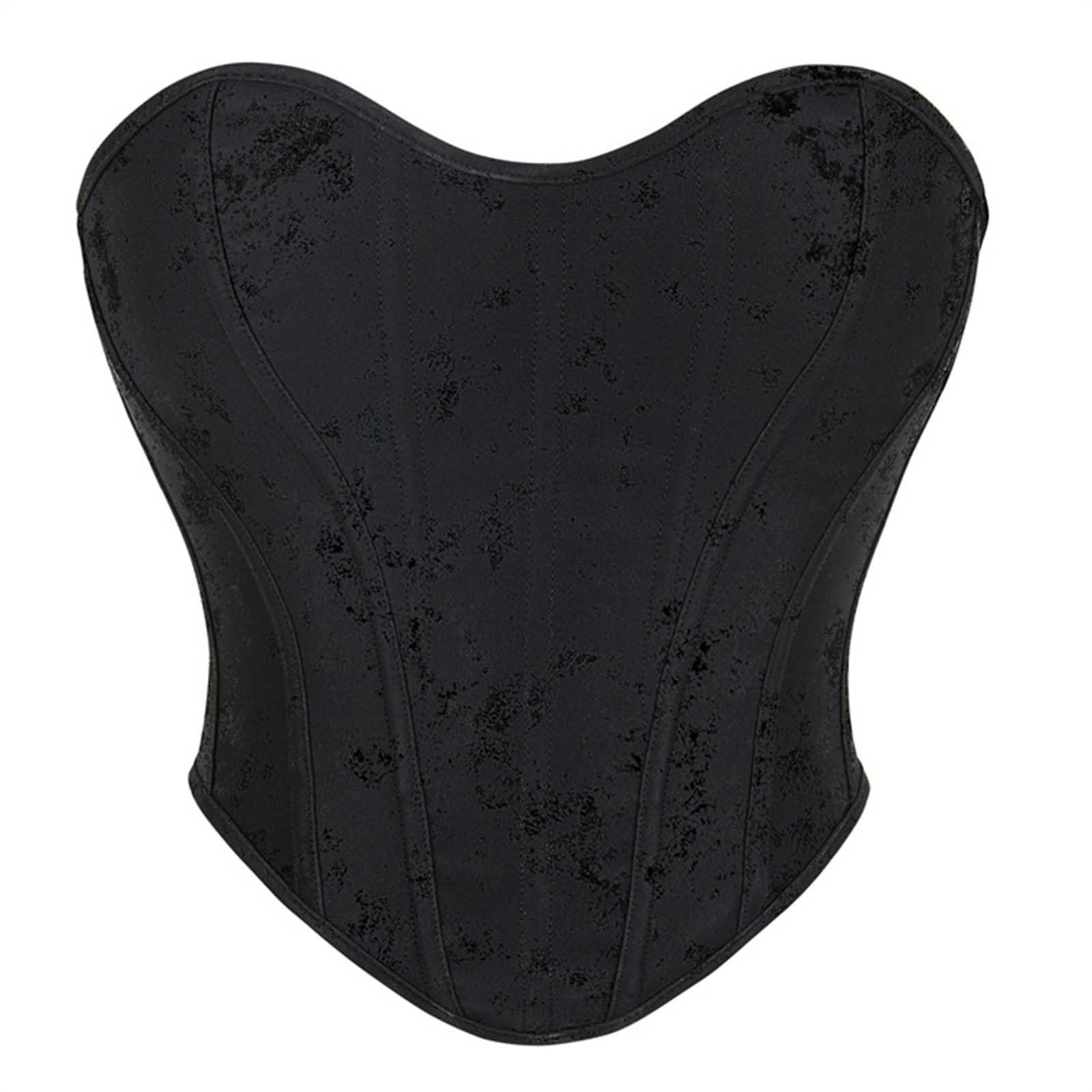 Triglicoleum Women's #03 Black Corset Full Breast Corset Top Sexy Bustier Tummy Control Corset Top With Lacing Bandeau Top Court Shapewear Corset Waist Top Body Shaper Vest Corsets & Bustiers For #03