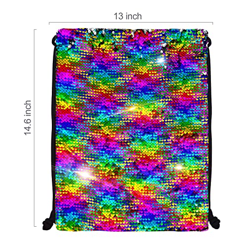 Alritz Mermaid Sequin Drawstring Bags Reversible Sequin Dance Bags Gym Backpacks For Women Girls #TOP6