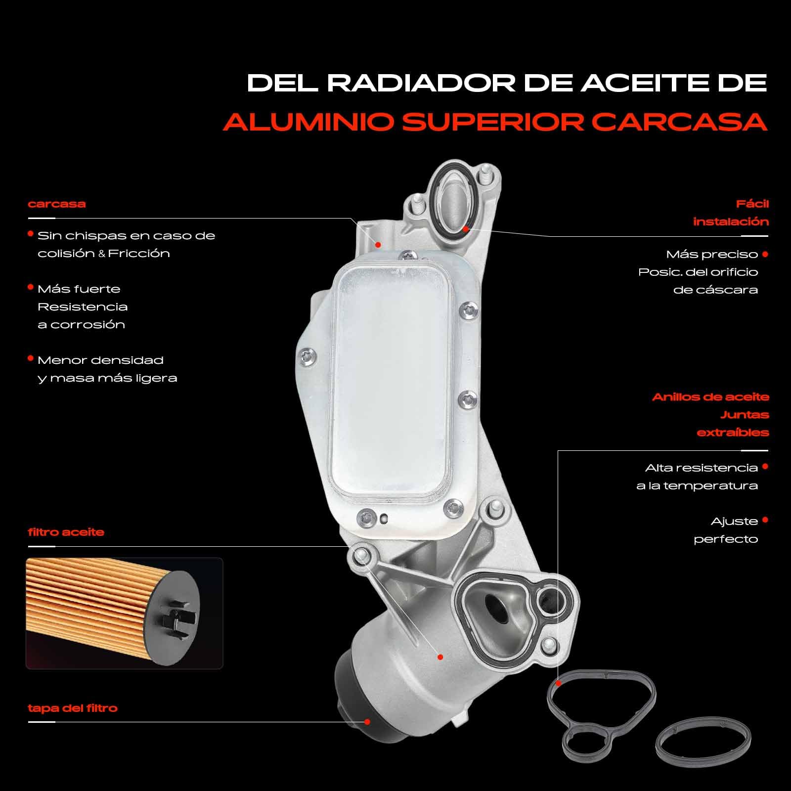 Frankberg Carcasa del filtro de aceite enfriador de aceite con filtro | Compatible con: Astra Classic A04, Astra H CC L08, Furgoneta Astra H L70, Astra J P10, Caravana Astra J P10