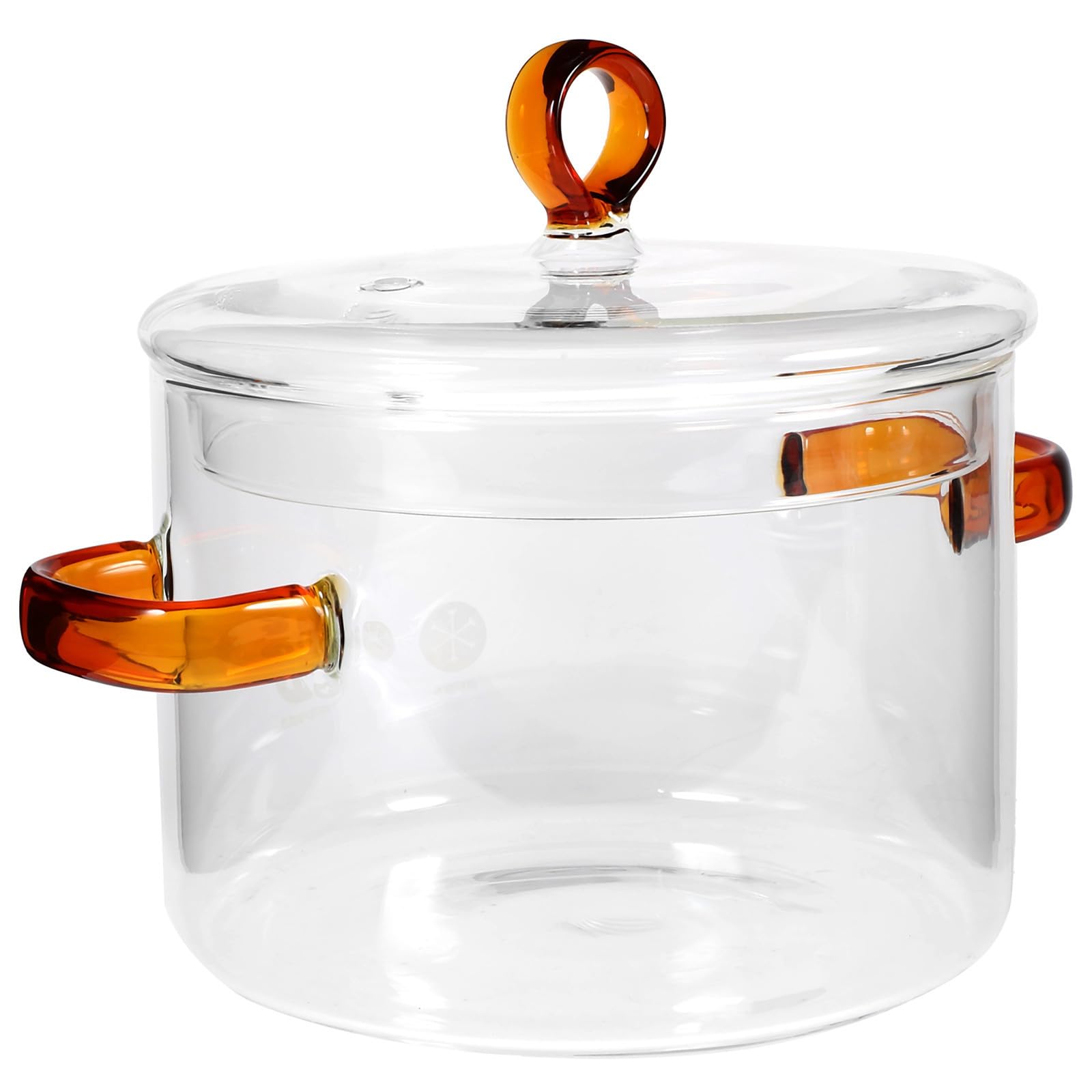 Olla de vidrio de 1.5l con doble asa para sopa y cocina diaria en estufa