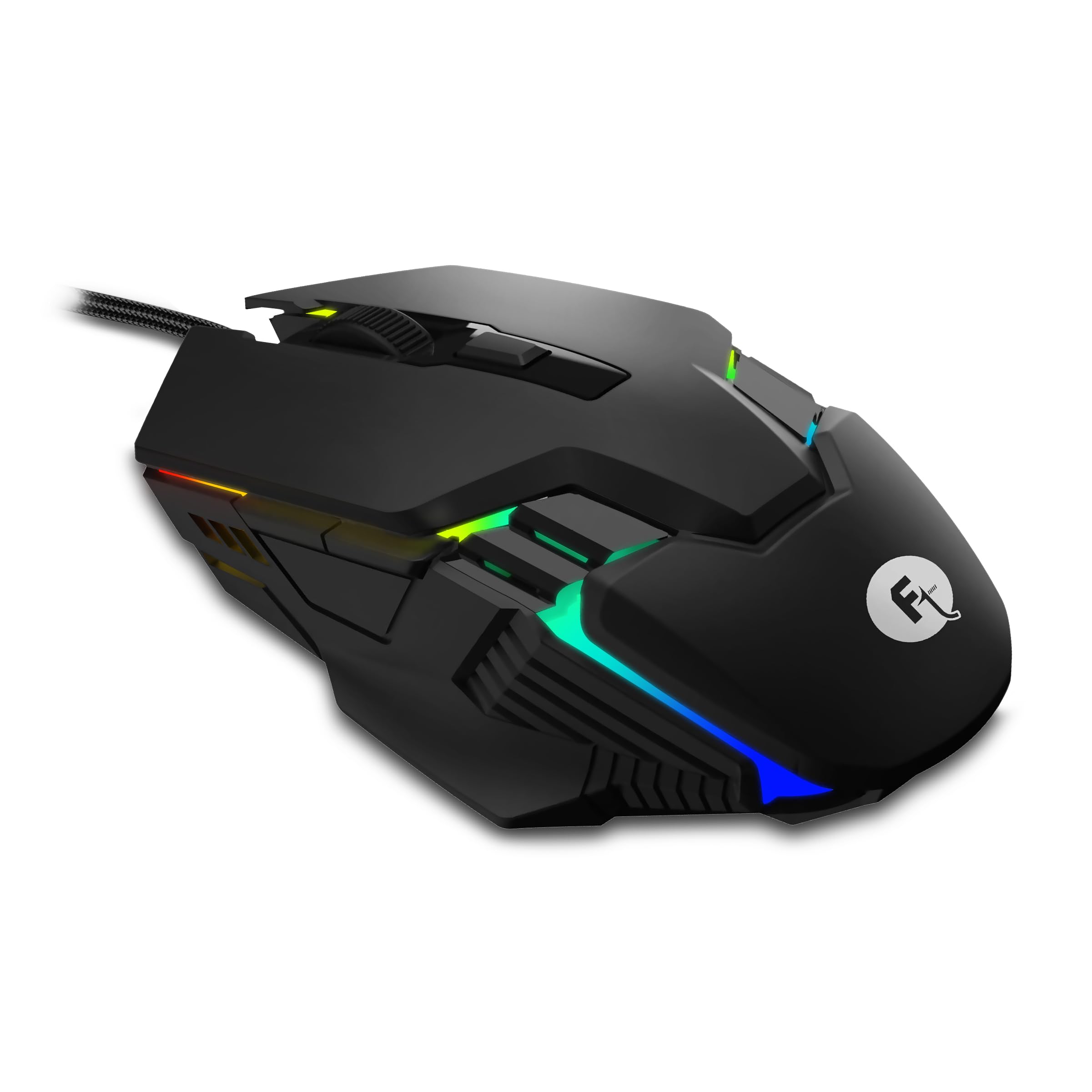 FRONTECH Gaming Mouse, 6-Button USB Wired Mouse with 3600 DPI, Ergonomic Design, 7-Color Rainbow LED, 1.5m Braided Cable, Soft Click – Black (MS-0106)-image-37