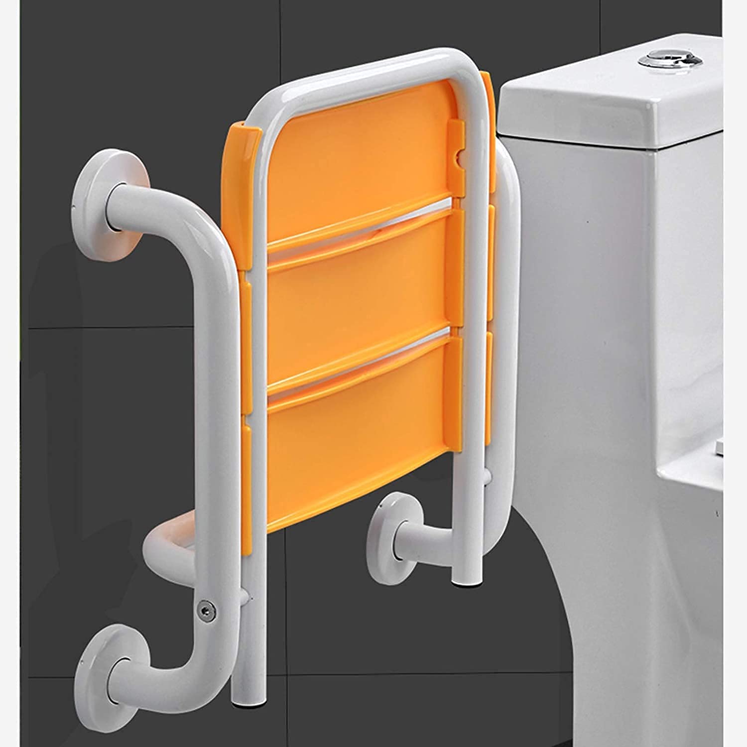 Maniglione di Sicurezza Pieghevole per Bagno, in Acciaio Inox, Antiscivolo E Anticaduta, Ausilio per La Vita Quotidiana, Ausilio per La Mobilità per Disabili, Bianco, 42,Yellow-42X35X44Cm