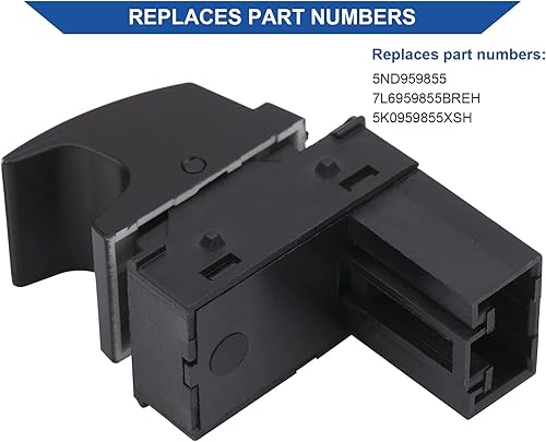 Miniatura 5 de Obaee Interruptor de control de ventana eléctrica para puerta, botón lateral del pasajero, compatible con VW Volkswagen Golf Caddy Rabbit EOS Jetta