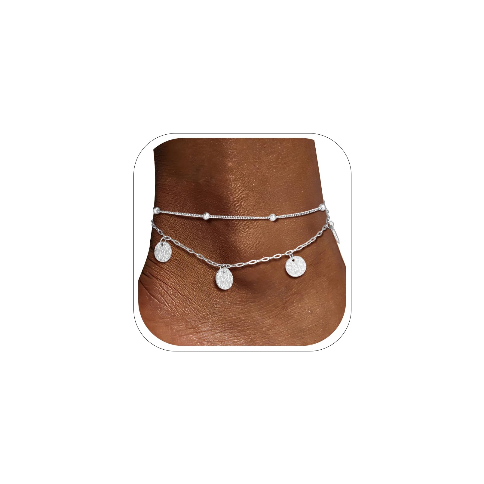 FOCALOOK 14K Gold Plated Anklets for Women, Plus Size Anklet Bracelet Chain