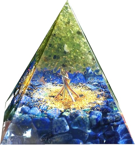 Miniatura 1 de Árbol de la vida hecho a mano con pirámide de orgonita positiva Reiki generador de energía lapislázuli con cristal peridoto curativo orgón riqueza