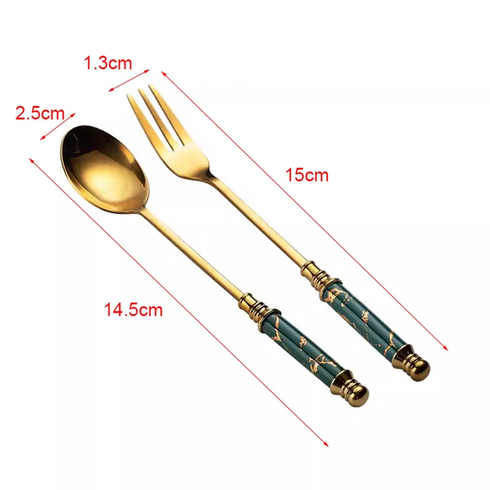 Cucchiaio da minestra, cucchiaini da tè in acciaio inossidabile e set di forchette da dessert, cucchiai da cena con manico decorativo in marmo artificiale, cucchiai da dessert for casa, cucina o risto