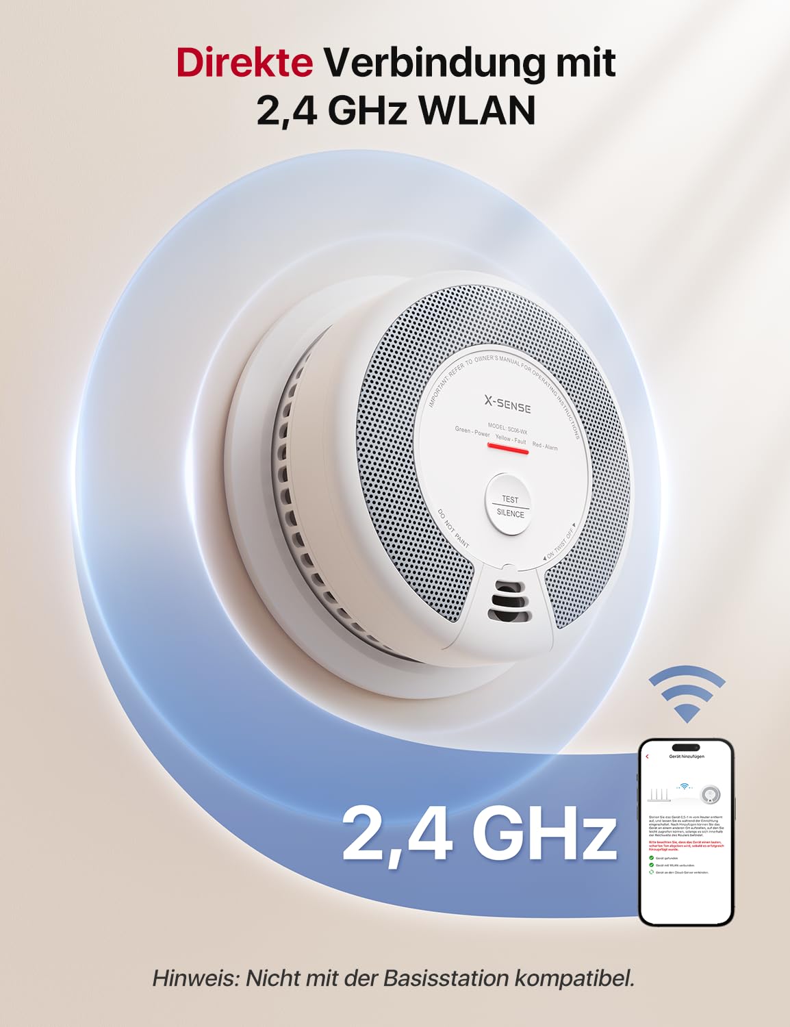 X-Sense Rauch- und Kohlenmonoxid Melder mit WLAN und austauschbarer Batterie, 2-in-1 Rauchmelder, intelligenter kombinierter Rauchmelder, kompatibel mit X-Sense Home Security App, SC06-WX, 2 Stück