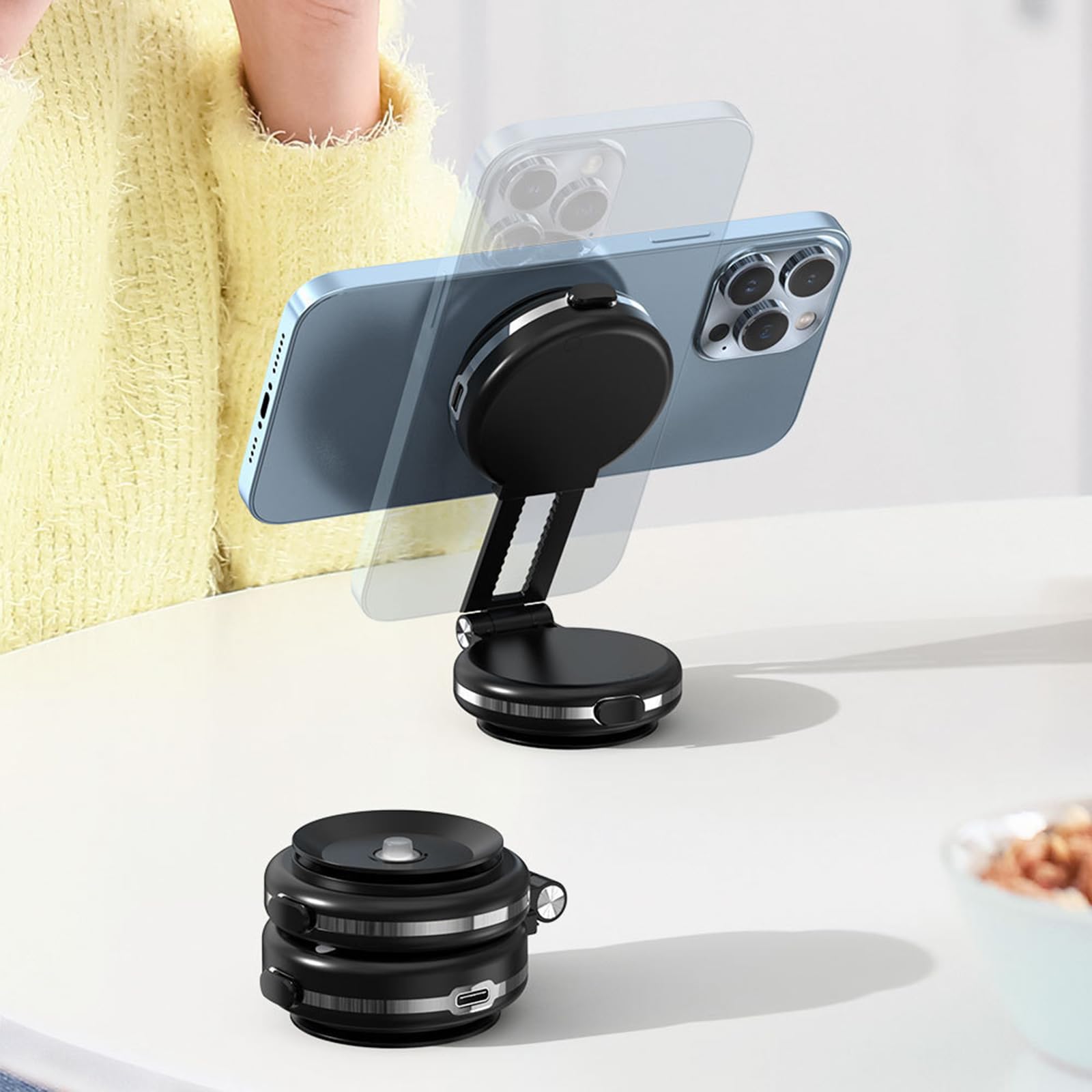 Supporto per Supporto per Smartphone Magnetico Parabrezza con Aspirazione A Vuoto A 360 Gradi Rotabili per Le Videochiamate Navigazione