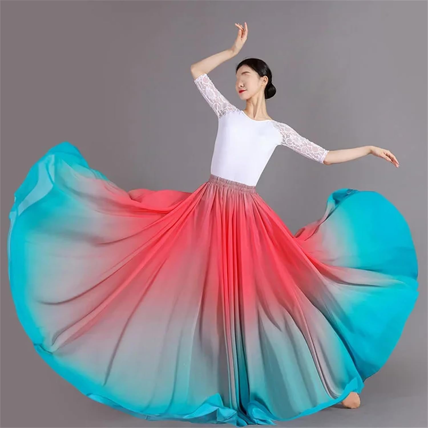 Multicolour Gradient Dance Performer Skirts Women Classical Dance Stage Performance Dancing Skirts