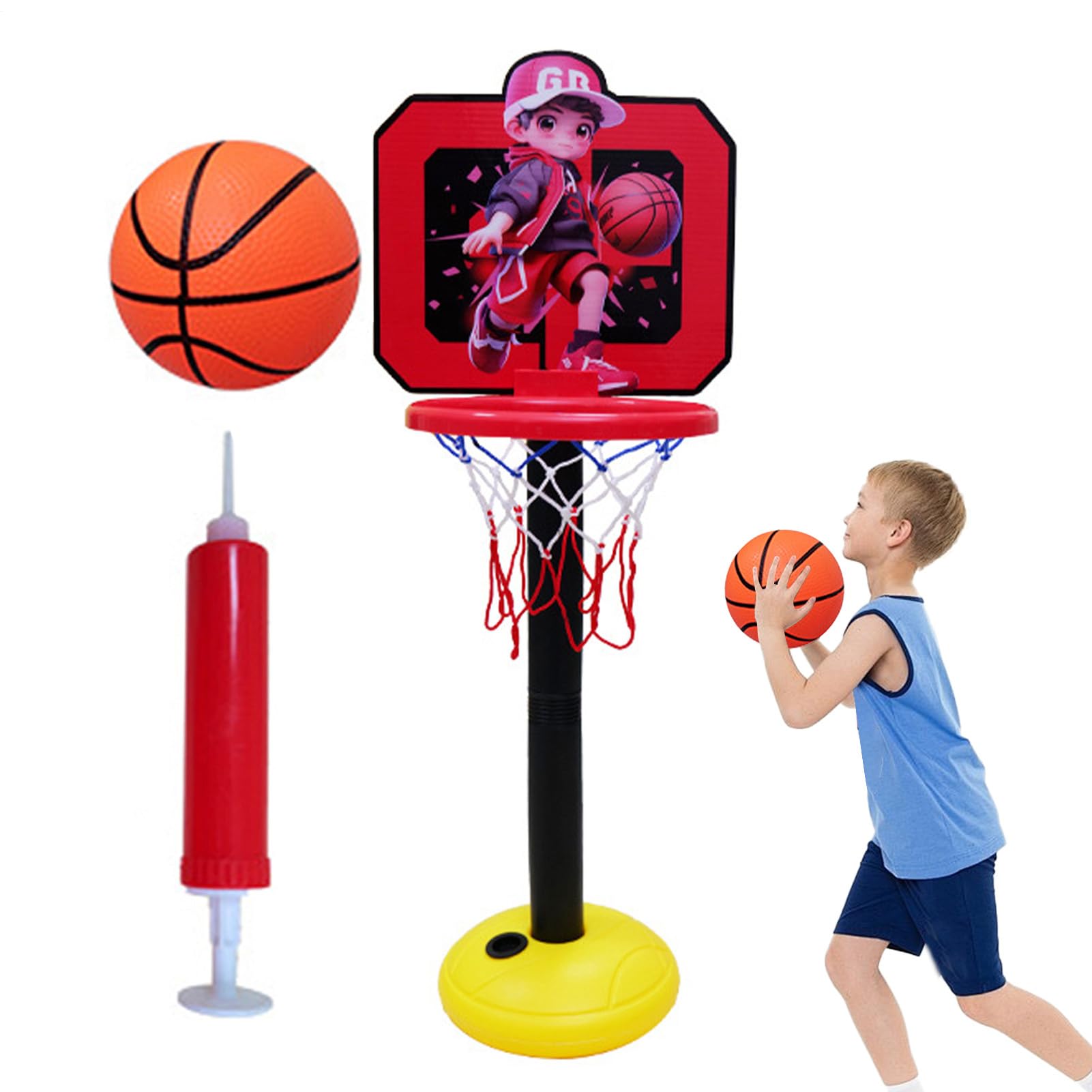 Canasta de baloncesto infantil ajustable de suelo para interior portátil 8
