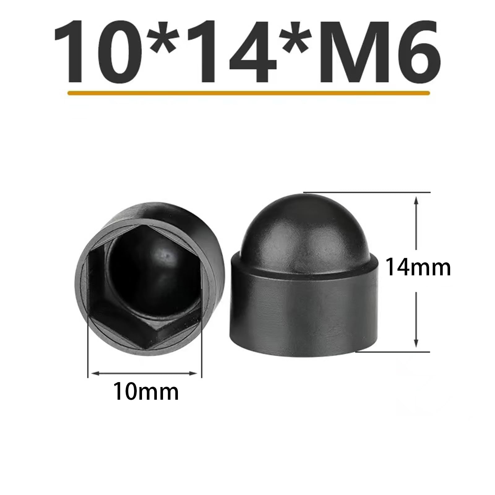 Hex Nut Cover in 50Packs,M6*10 * 14mm Bolt Dome Caps Covers,Plastic Dome Bolt Nut Protection Caps Cover,Nut Cover for Hex Hexagon Screws Bolts - Image 2