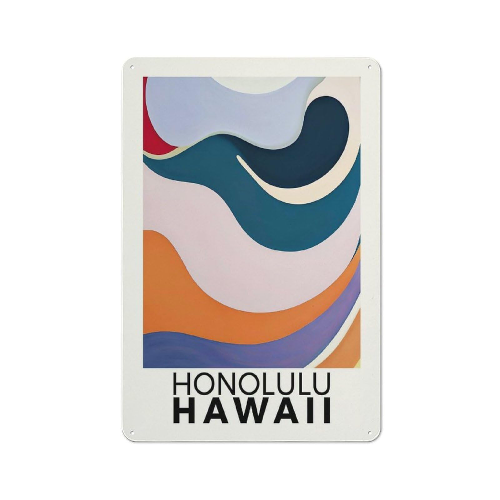 Junmoney Style-2 Rustic Decorative Metal Sign 30X20cm Featuring Honolulu Hawaii Poster, Kitchen Wall Decor For Kitchen, Cafe, Pantry Or Dining Room