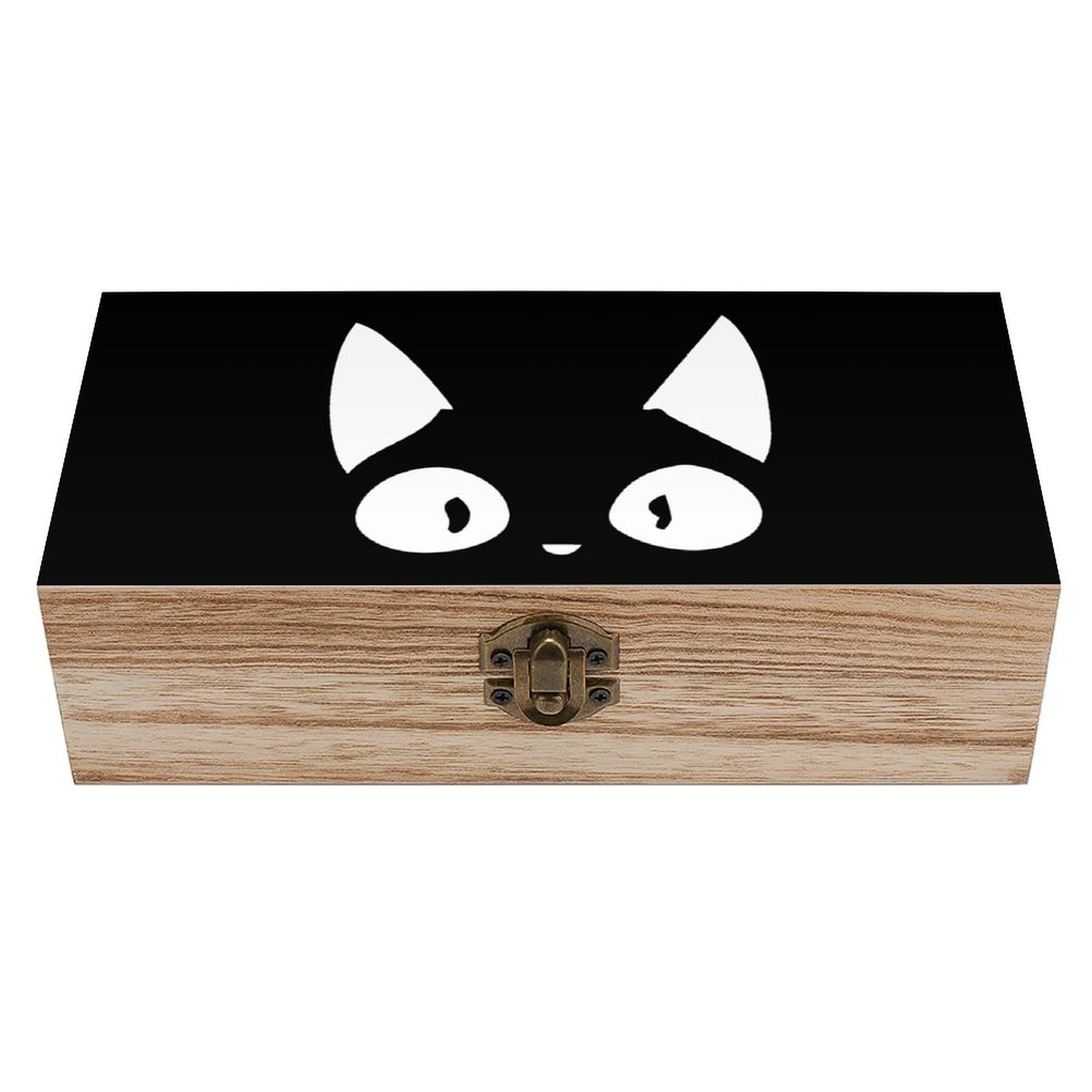 Amazon｜木製ボックス おもしろ猫顔 黒ニャンコ ネコ 収納ケース