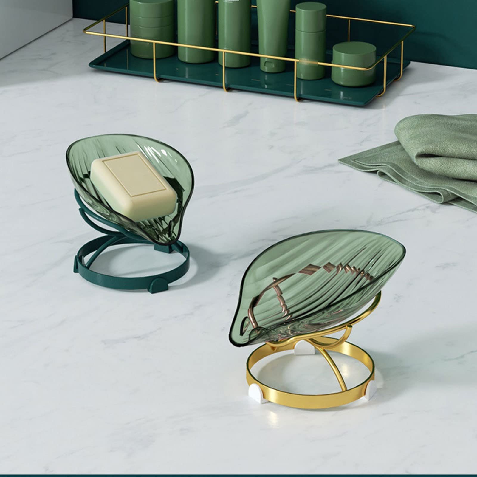 Jabonera con Base Engrosada Mejorada, Bandeja de jabón con Forma de Hoja, Creativa y Decorativa, de plástico, para Ducha, baño y Cocina
