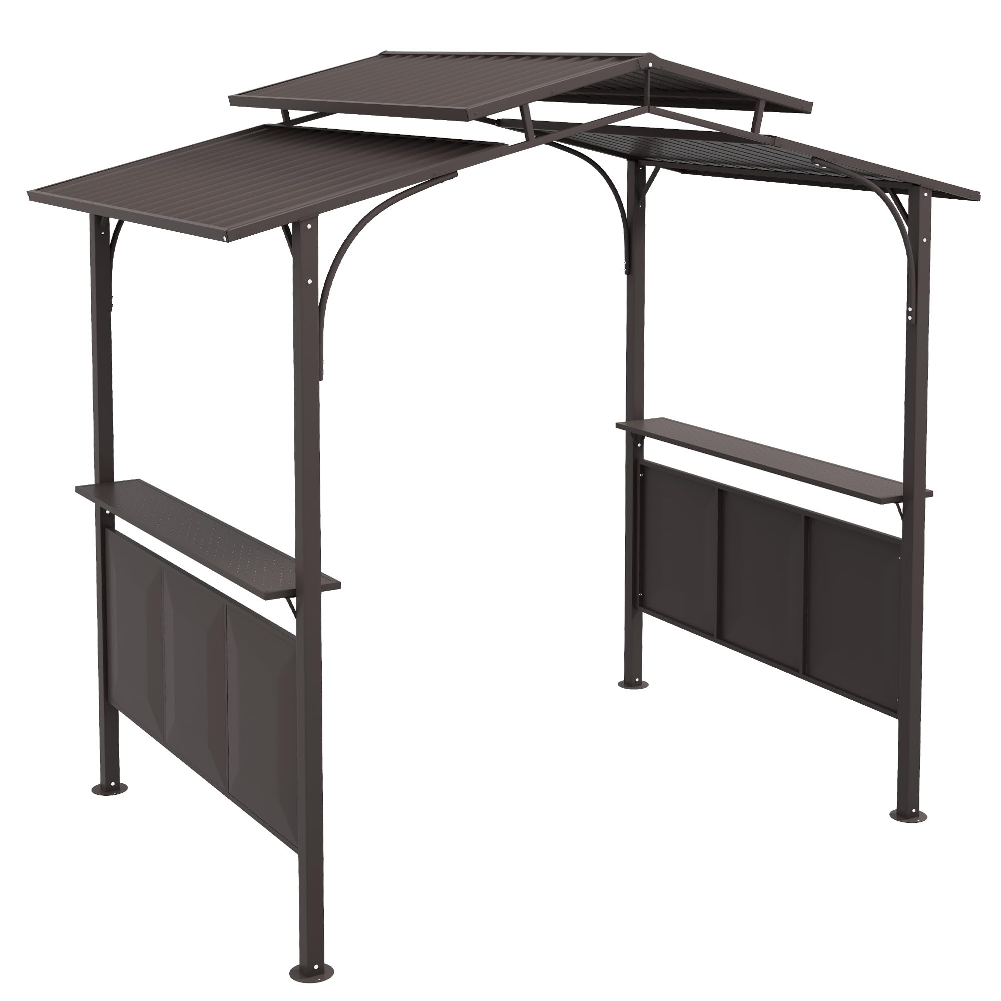 Outsunny 8'x5' BBQ Grill Gazebo with Double Tiered Interlaced Polycarbonate Roof