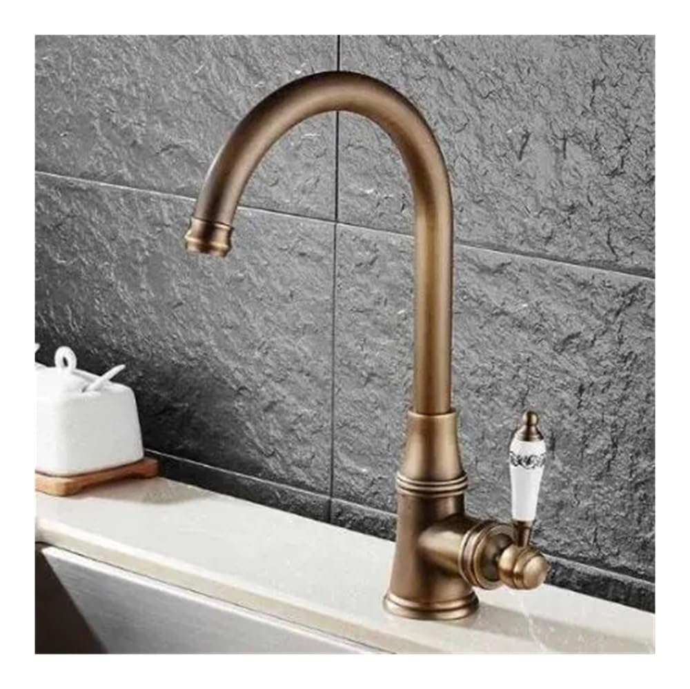 Blyqxs Brass Kitchen Faucets Single Lever Faucet 360 Rotate Deck Mounted Kitchen Faucet Torneira Single Holder Single Hole Mixers Taps Xt918(Brass)