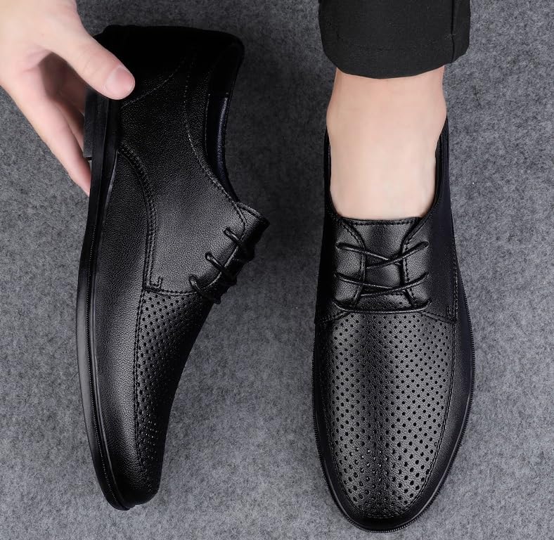 Men's Breathable Leather Wingtip Brogue Oxfords Men Fashion Slip-On Pointed Toe Dress Shoes Non Slip Casual Business Work Formal Shoes for Men2