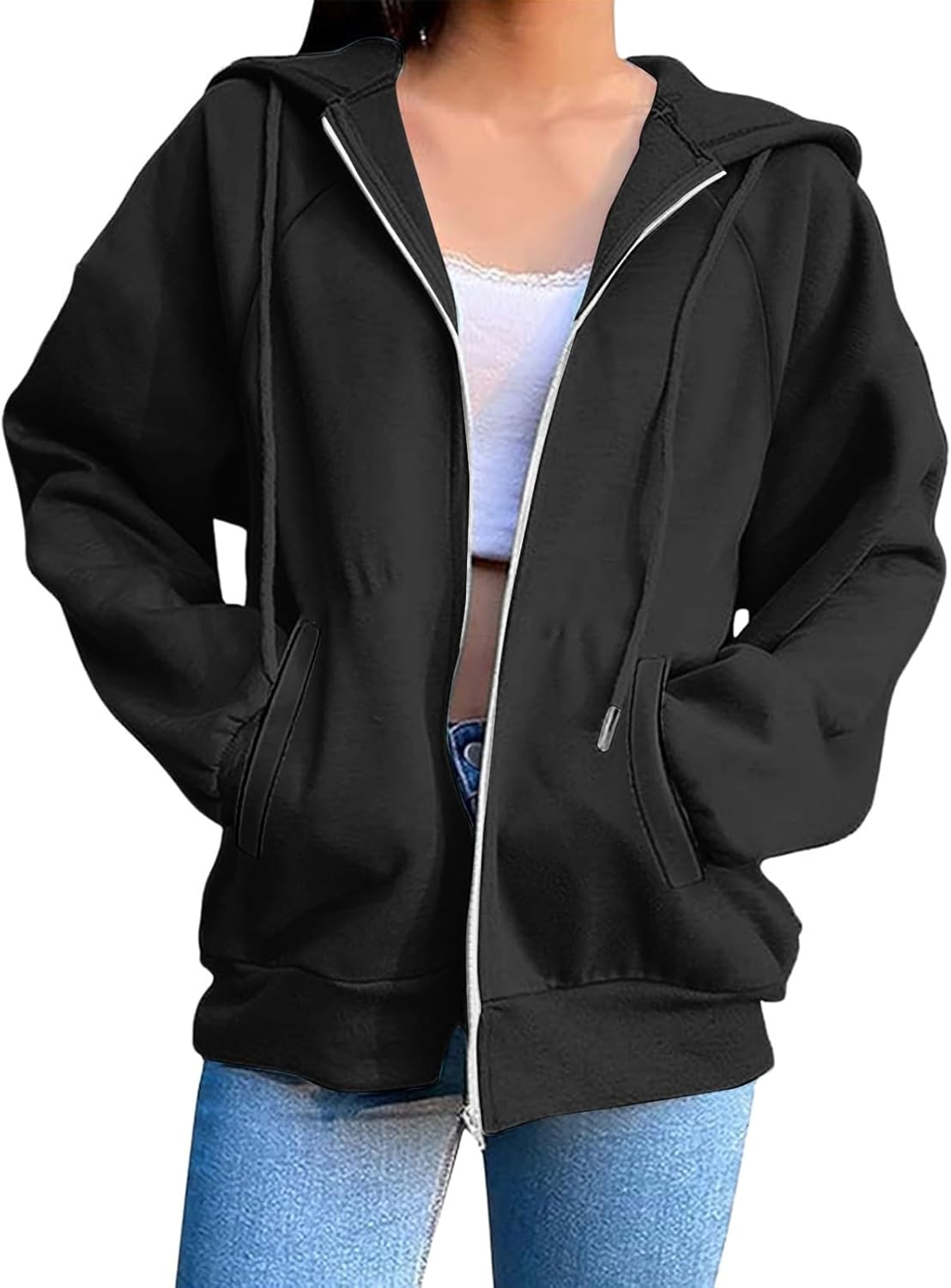 Zip Up Y2k Hoodies for Women fall Casual Long Sleeve Sweatshirts 2025 Lightweight Comfort Soft Plus Size Jackets