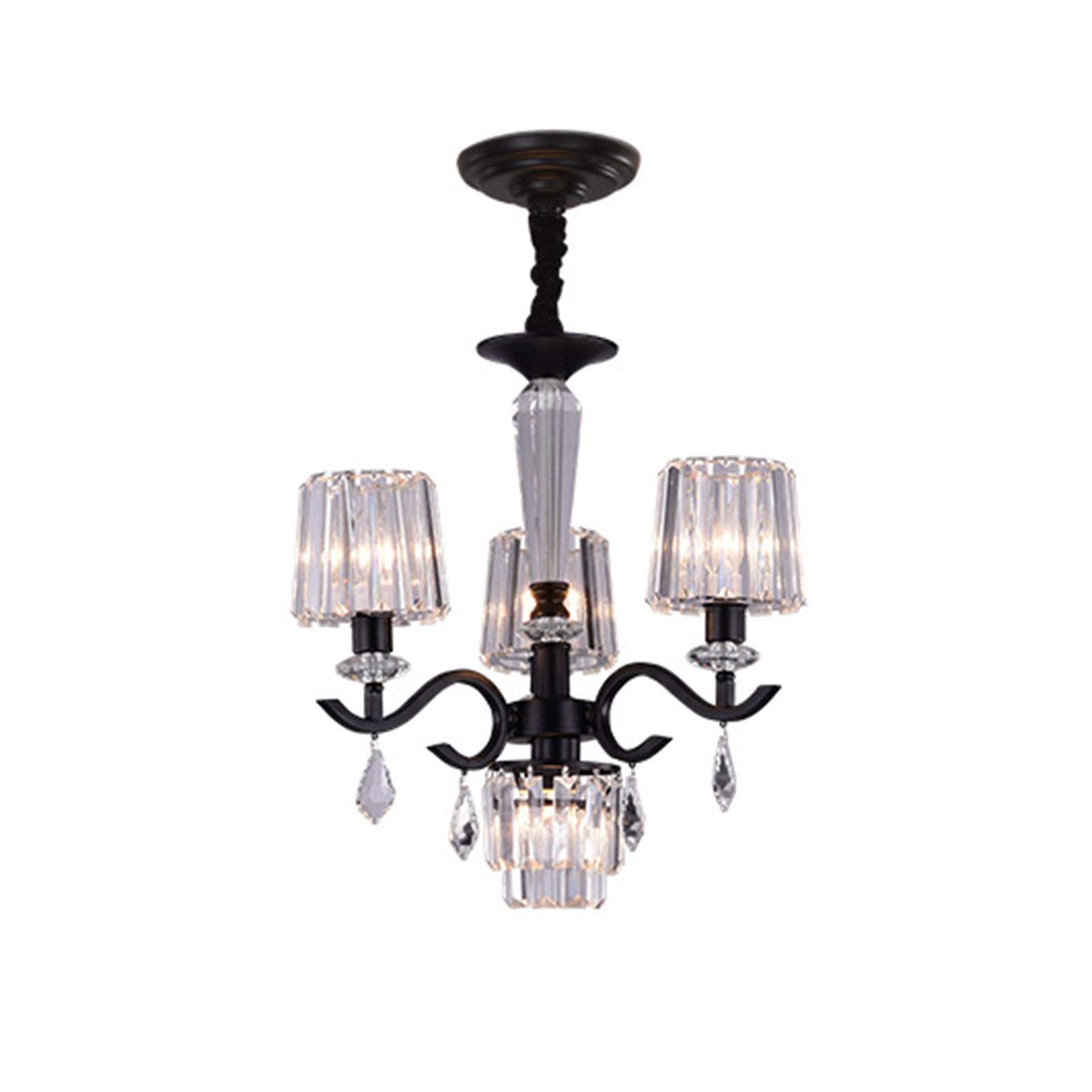 CZYLJLK E14 Semi Flush Mount Ceiling Light Luxurious Industrial Iron During Lights For Living Room Dining Bedroom,Modern Simple Crystal -Black. 4t