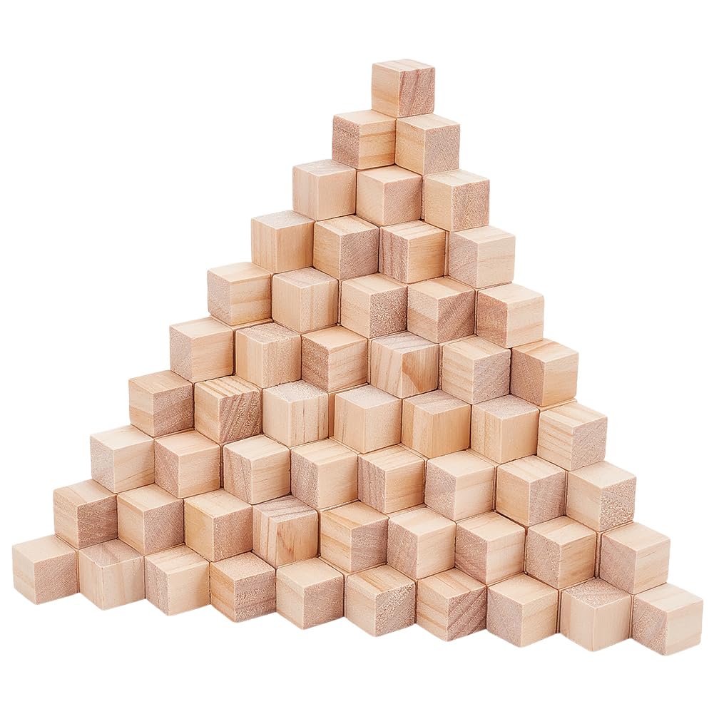 WADORN 300Pcs 0.6 Inch Wooden Cubes Bulk, Small Blank Square Wooden Blocks Unfinished Wood Square Blocks Mini Natural Craft Wood Cube for DIY Crafts Projects Making Home Decoration
