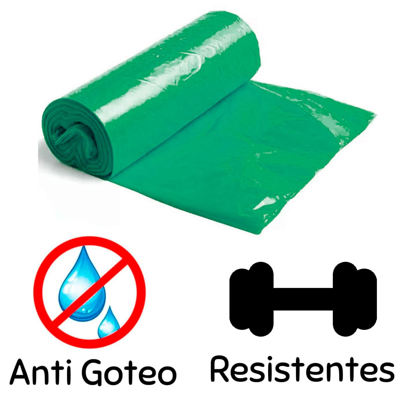 Acan Tradineur - 9 Rollos de 10 Bolsas de Basura, plástico, 3 Capas, Resistentes y antigoteo, autocierre, reciclables, Sacos Especial jardín (Verde - 120 litros - 85 x 102 cm - Total 90 uds)