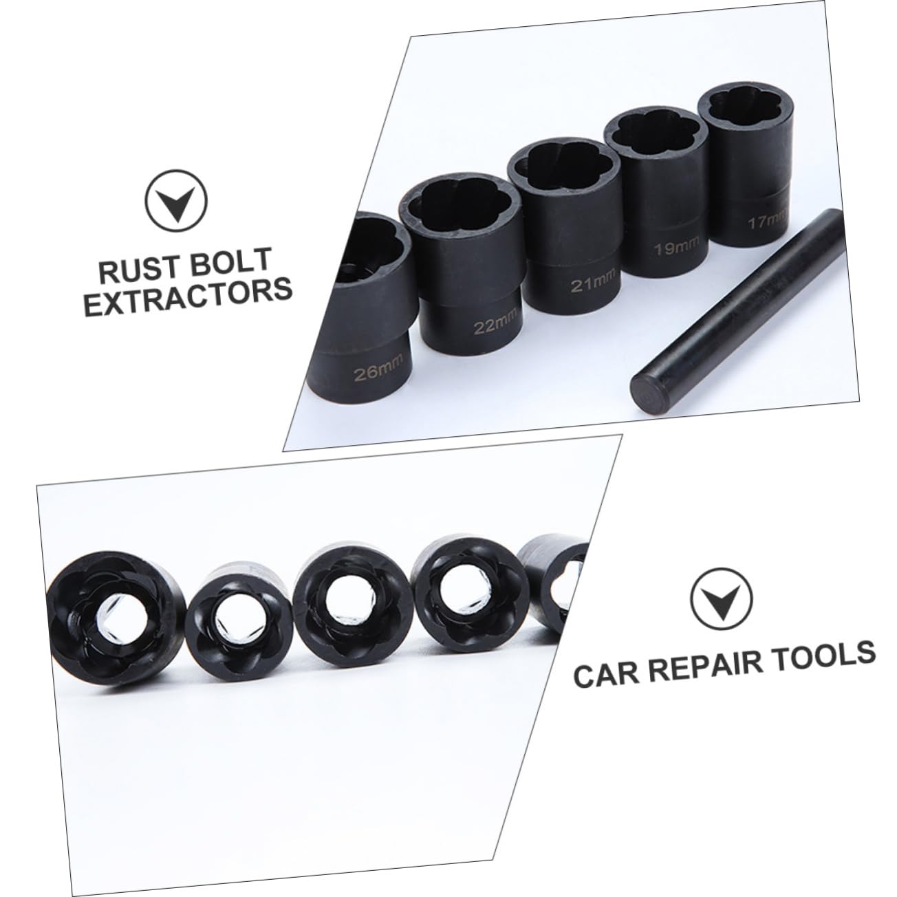 jojofuny 6 PCS Set Estrattori Viti Danniato in Acciaio Vanadio Cassetta Strumenti 17-26mm
