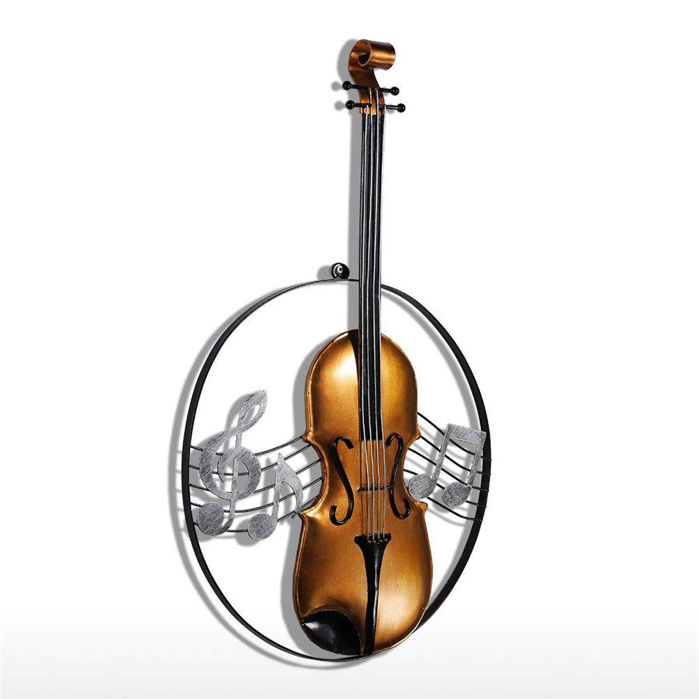 Modern Wall Sculpture Music Rhythm Hanging Ornament Metal Wall Mounted Art Instrument Craft Gift Home Cafe Garden Office Decoration,Violin