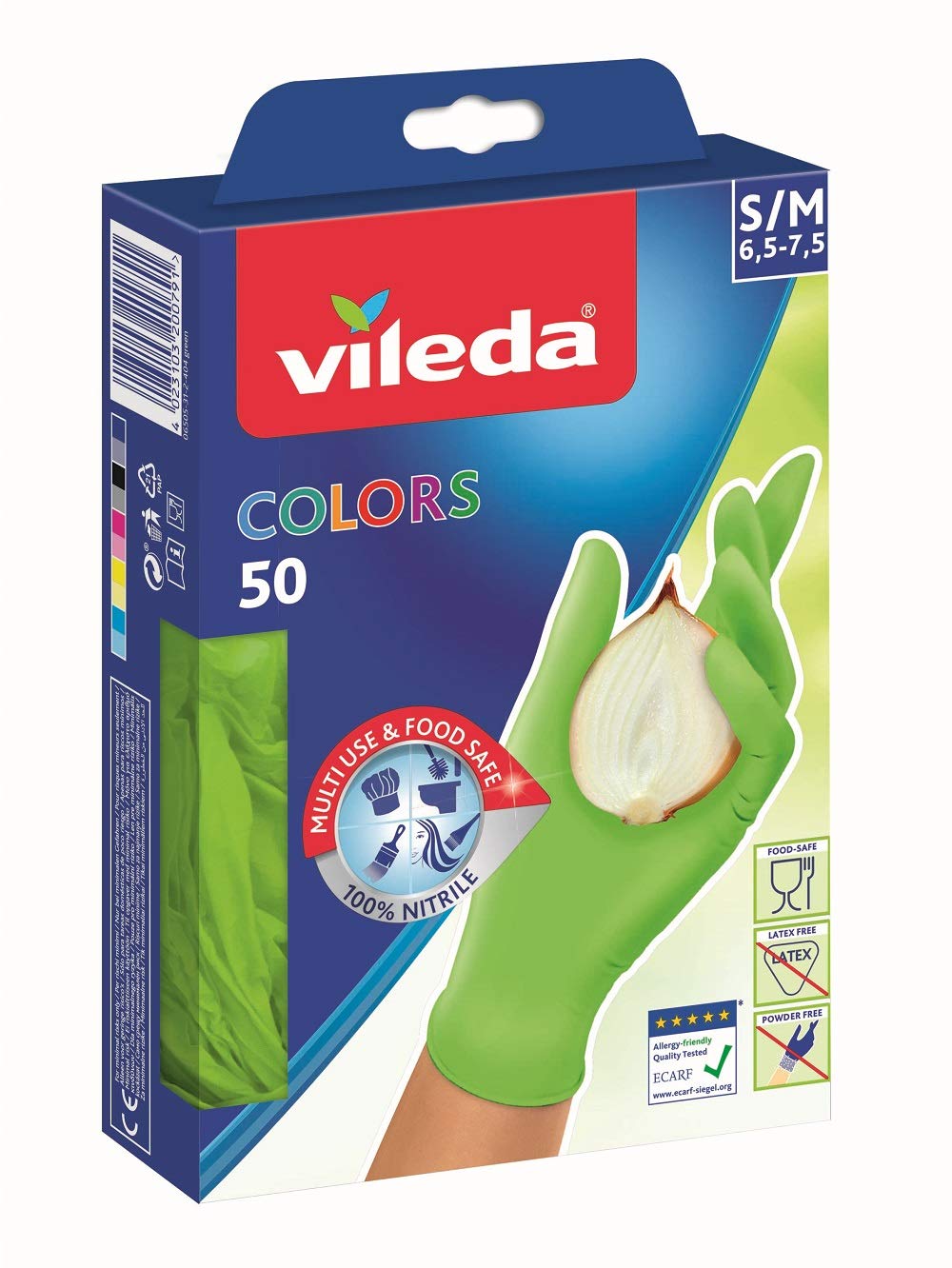 vileda colors handschuhe Nitrile 50 Disposable Gloves Size S/M Assorted Colours (Pack of 50) DIY & Tools Duplo also suitable for greasy Farbe:gambia rot You See Me Rollin