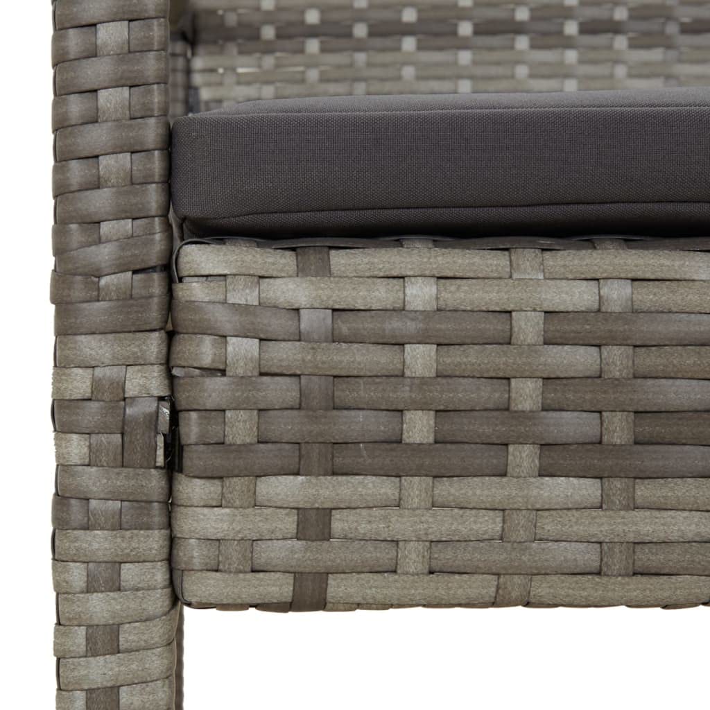 Fengshui Ławka ogrodowa z poduszką, szara, 105 cm, polirattanowa
