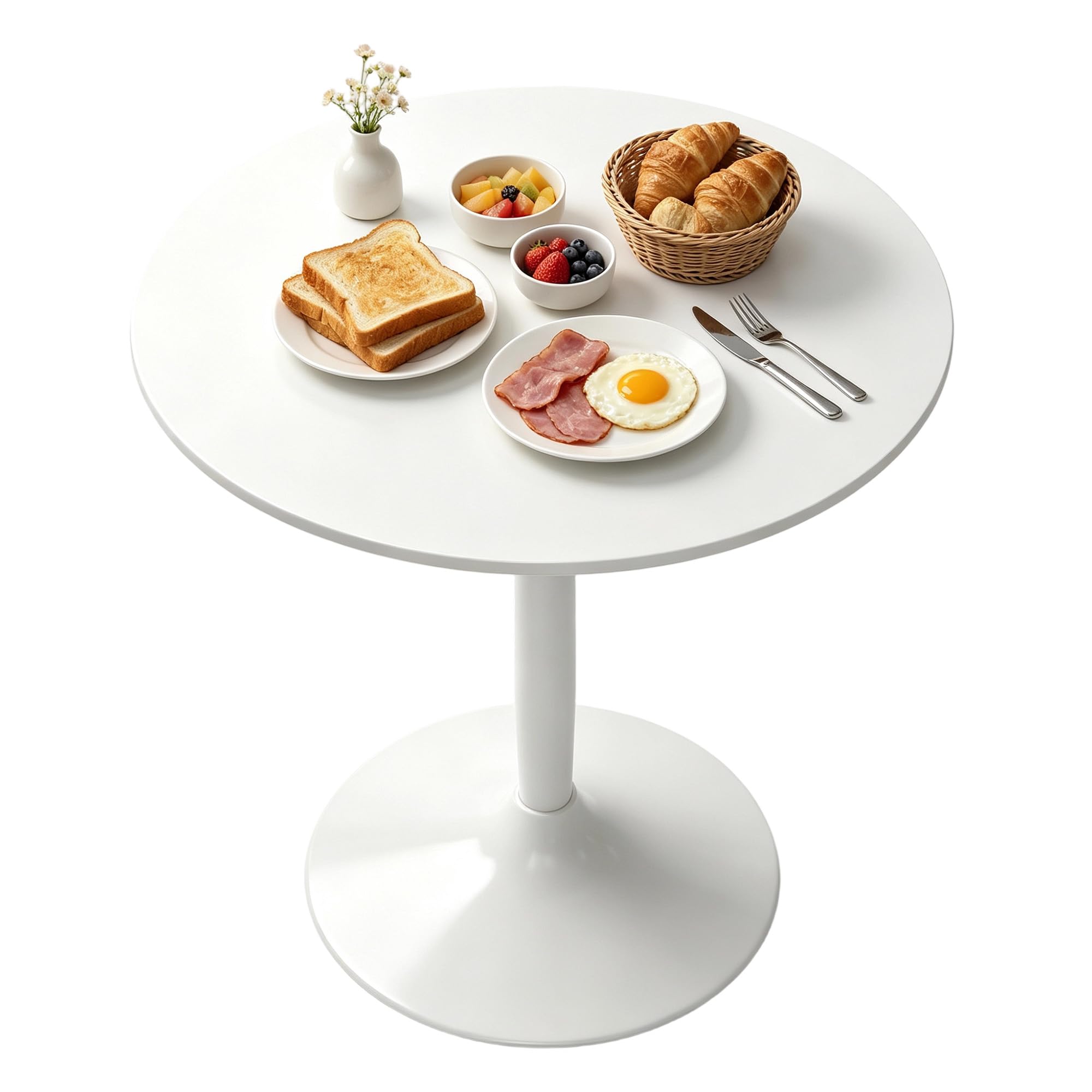 B&Q -  Round Dining Table W/ Steel BaseNon-Slip Pad For Living Room White