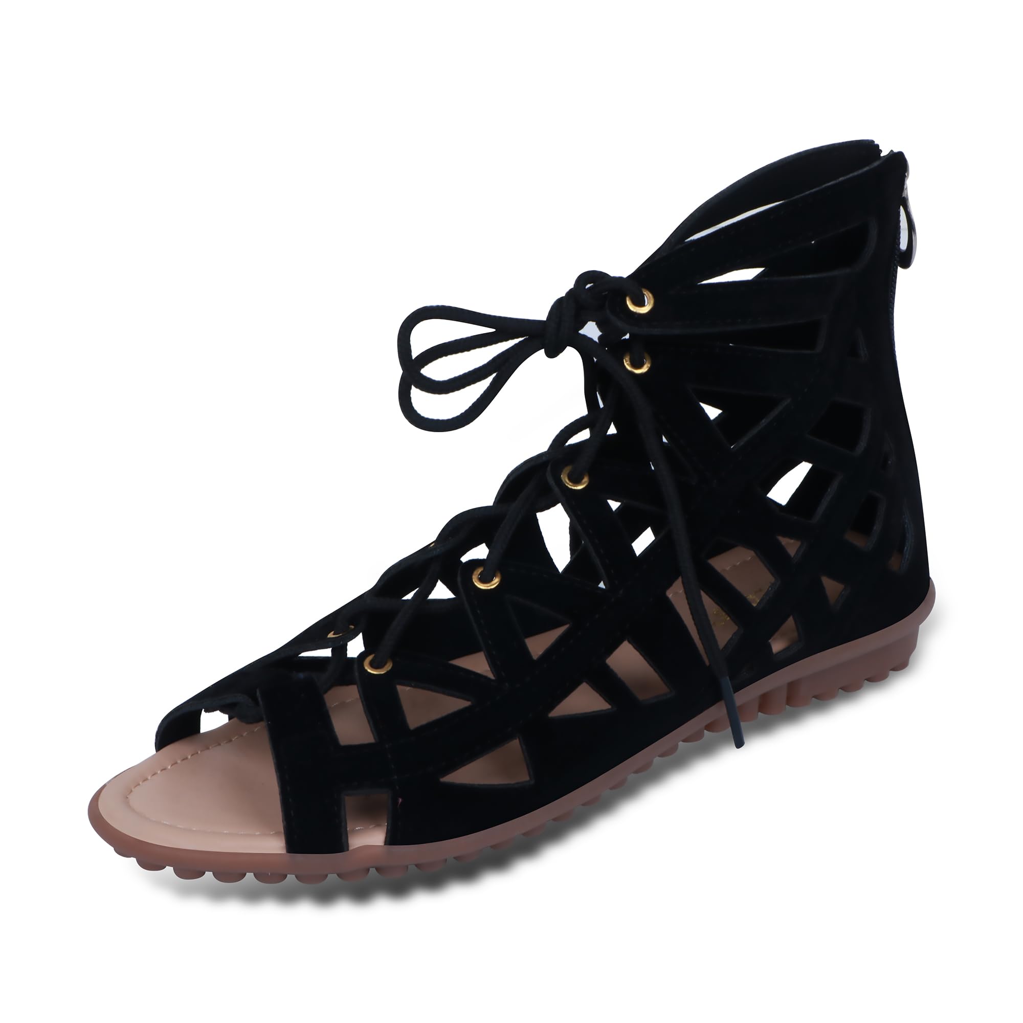 RAHEGAS Women Black Velvet Gladiator Sandals For Women | Sandal For Woman Flat | Sandals Stylish Heels | Gladiator Footwear Style | Fashion Shoe | Party Sandals Girls Look | Stylish Heels-image-43