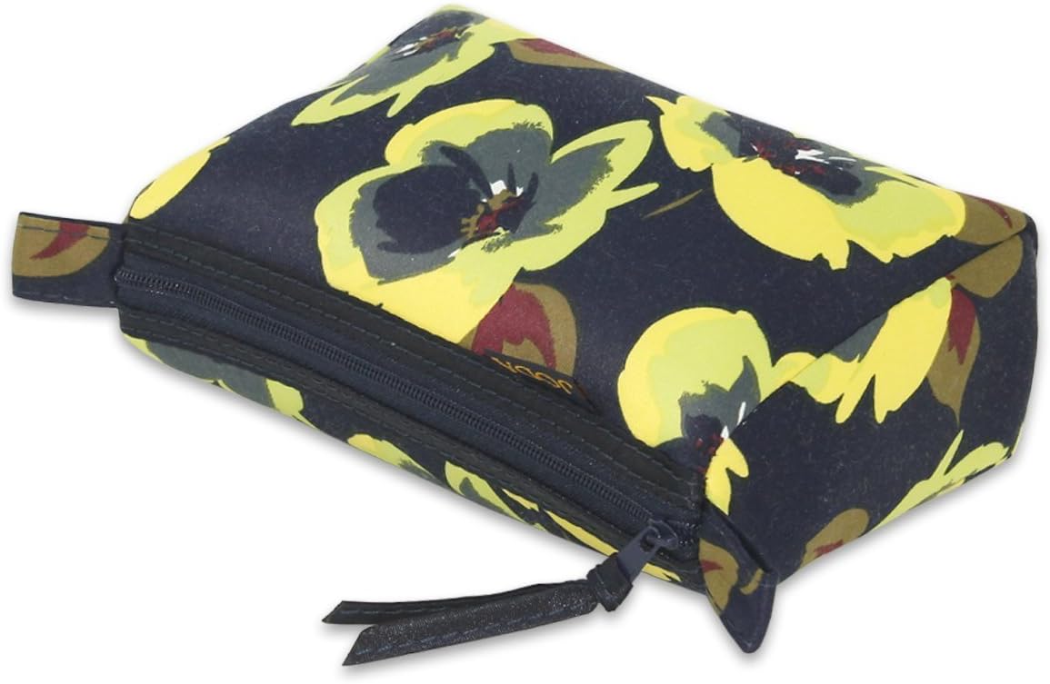 JODA Womens Pretty Navy Blue & Green Flower Cosmetic Make Up Bag Travel Purse