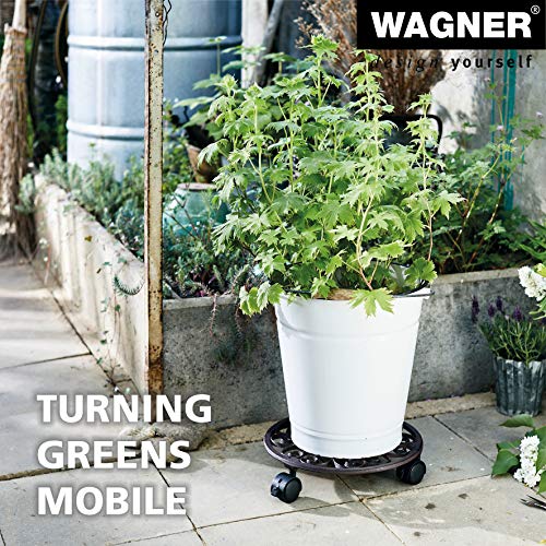 Wagner Pflanzenroller ANTIK Ø 29 x 6,5 cm I Pflanzenroller & Blumenroller für Außenbereich + Innenbereich, Kupfer I Kübelroller aus Gusseisen mit 2 Feststellern I Tragkraft 50 kg - 20092501