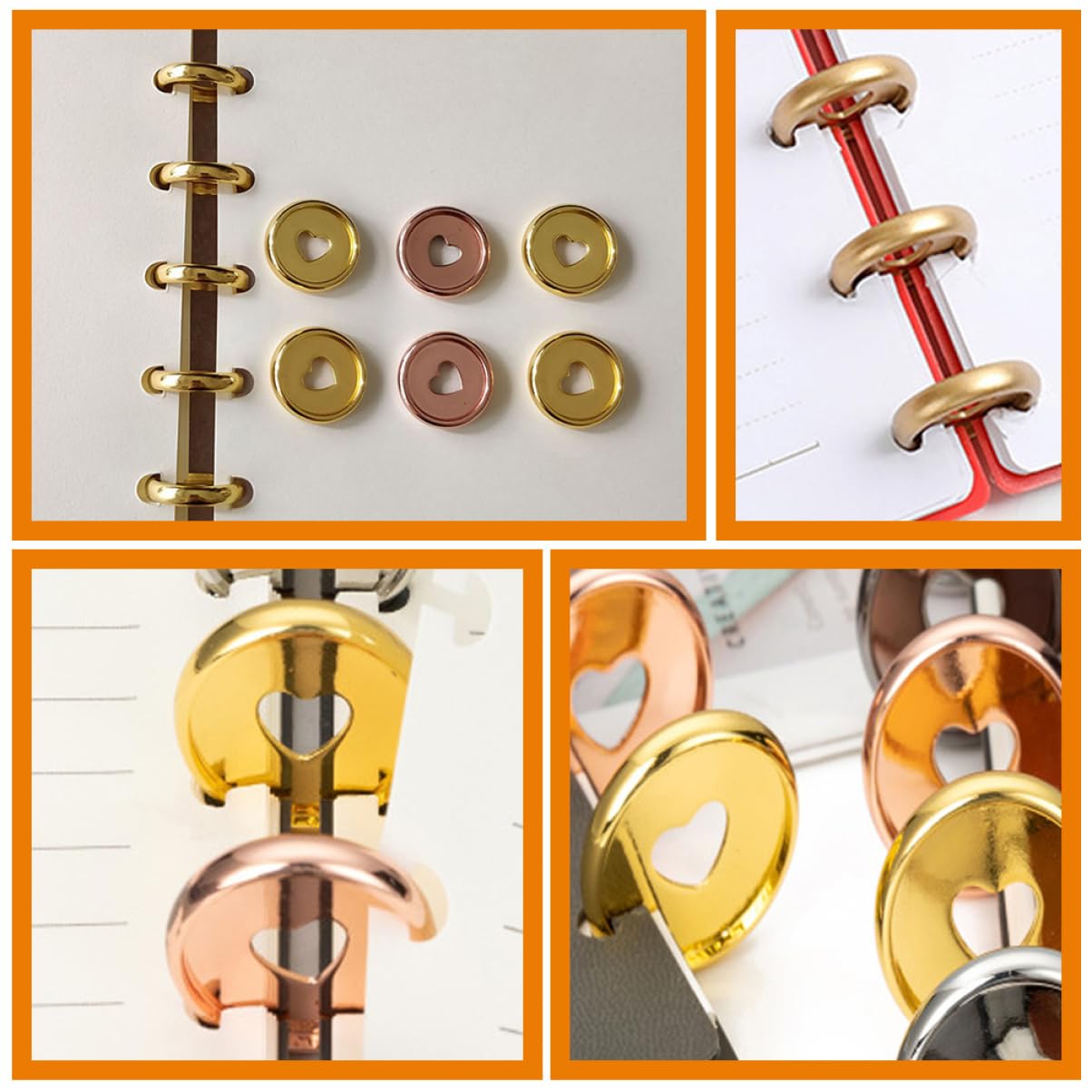 Abaodam 80stücke Rundbinder Discs Premium Bindescheiben Für Notizbuch Planer Roségold Für Lose Einfaches Binden Leicht Und Tragbar Herzloch-design