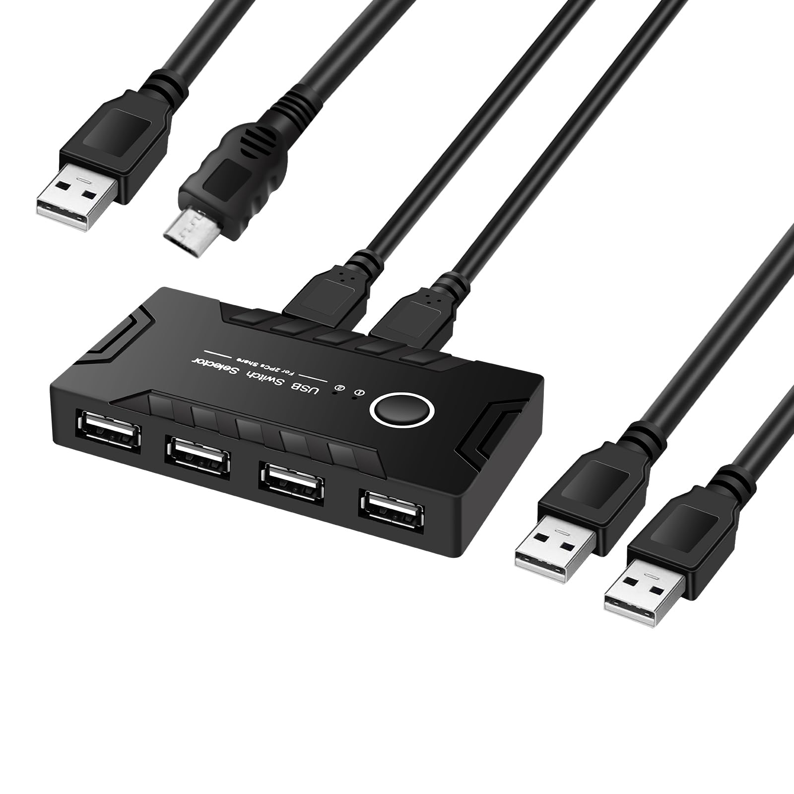 USB 2.0 Switch KVM Switcher 2 Computers Share 4 USB 2.0 Ports Devices for PC Printer Scanner Mouse Keyboard with 2 Pack USB 3.0 Cable and One usb2.0