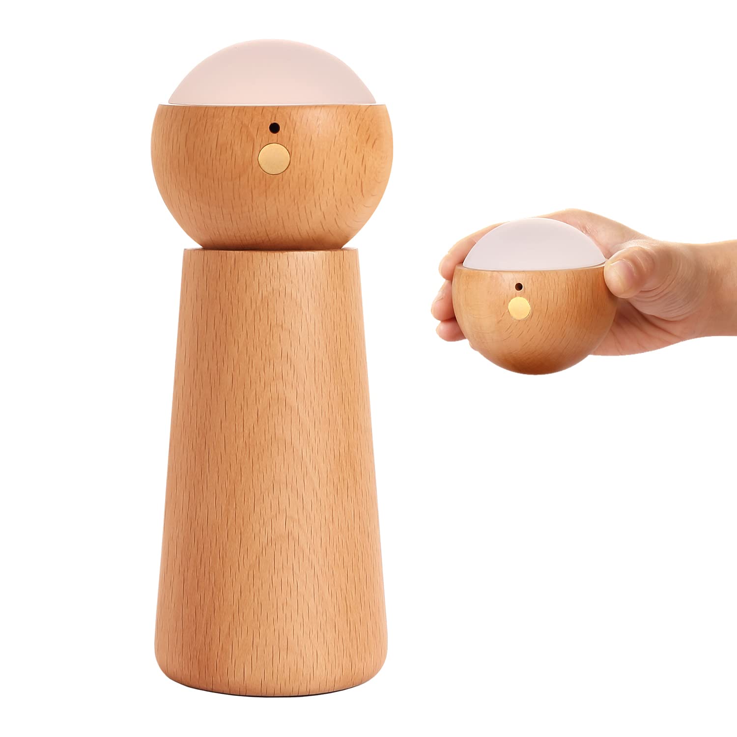 ACMHNC Dimmbar LED Akku Tischlampe Aus Holz, USB Aufladbar Touch Tischleuchte mit sprachsteuerung, Kabellos Nachttischlampe Batteriebetrieben,1500Mah Batterie, Abnehmbare Design, 3000K