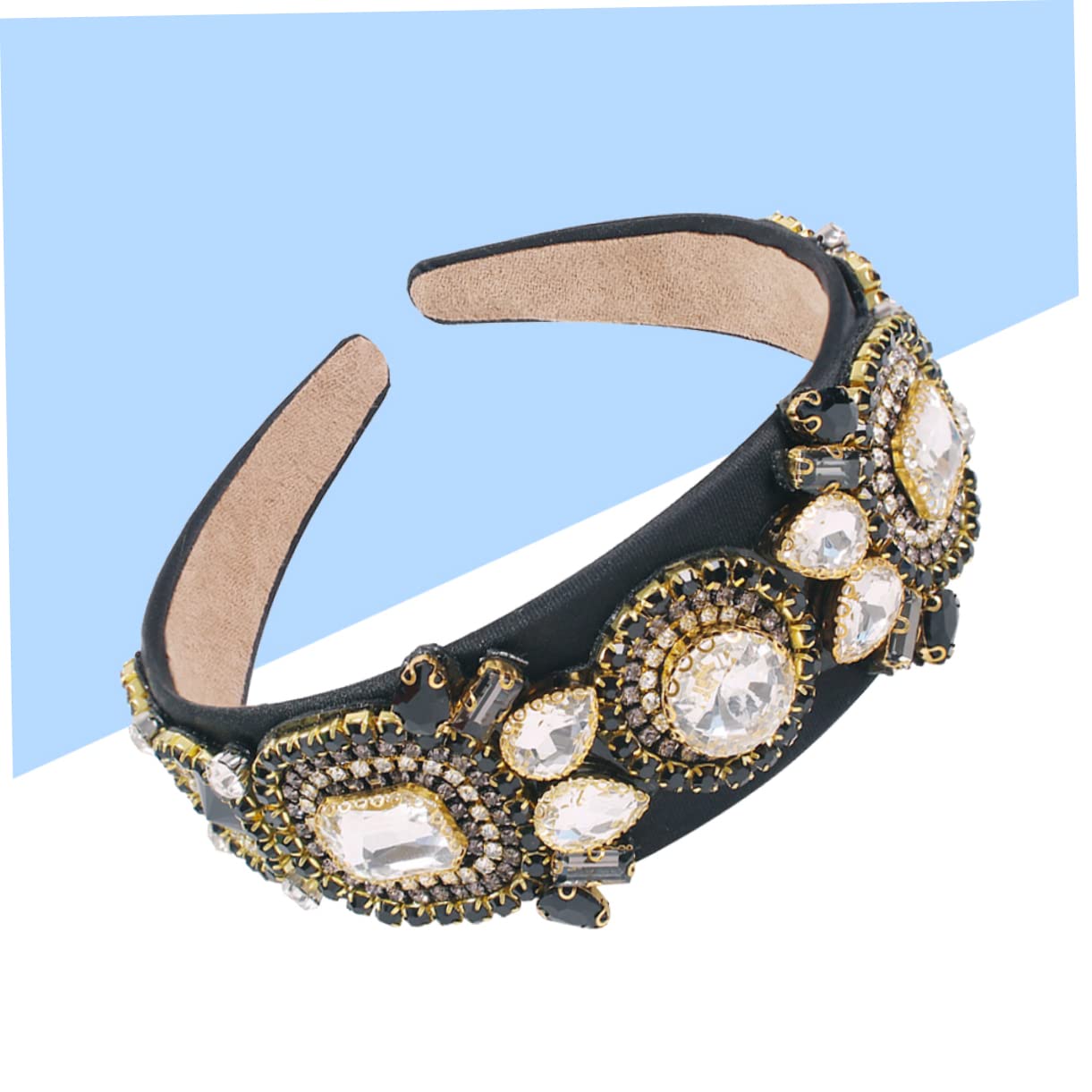 Healeved 3 Piezas Aro De Pelo Ancho Diadema Elástica Con De Imitación Aro De Pelo De De Imitación Diadema De De Imitación De Boda Diadema Acolchada Gruesa