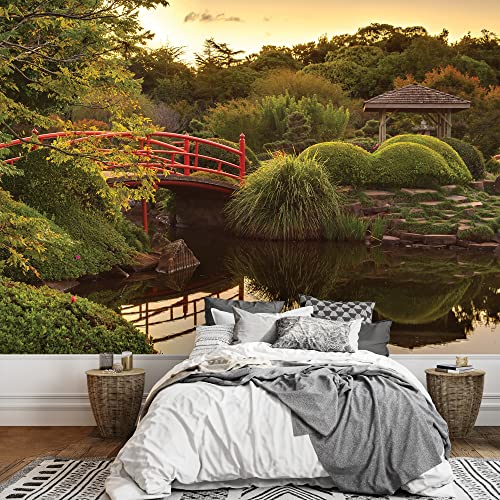 wall26 - Japanese Footbridge and Garden - Landscape - Wall Mural, Removable Sticker, Home Decor - 100x144 inches