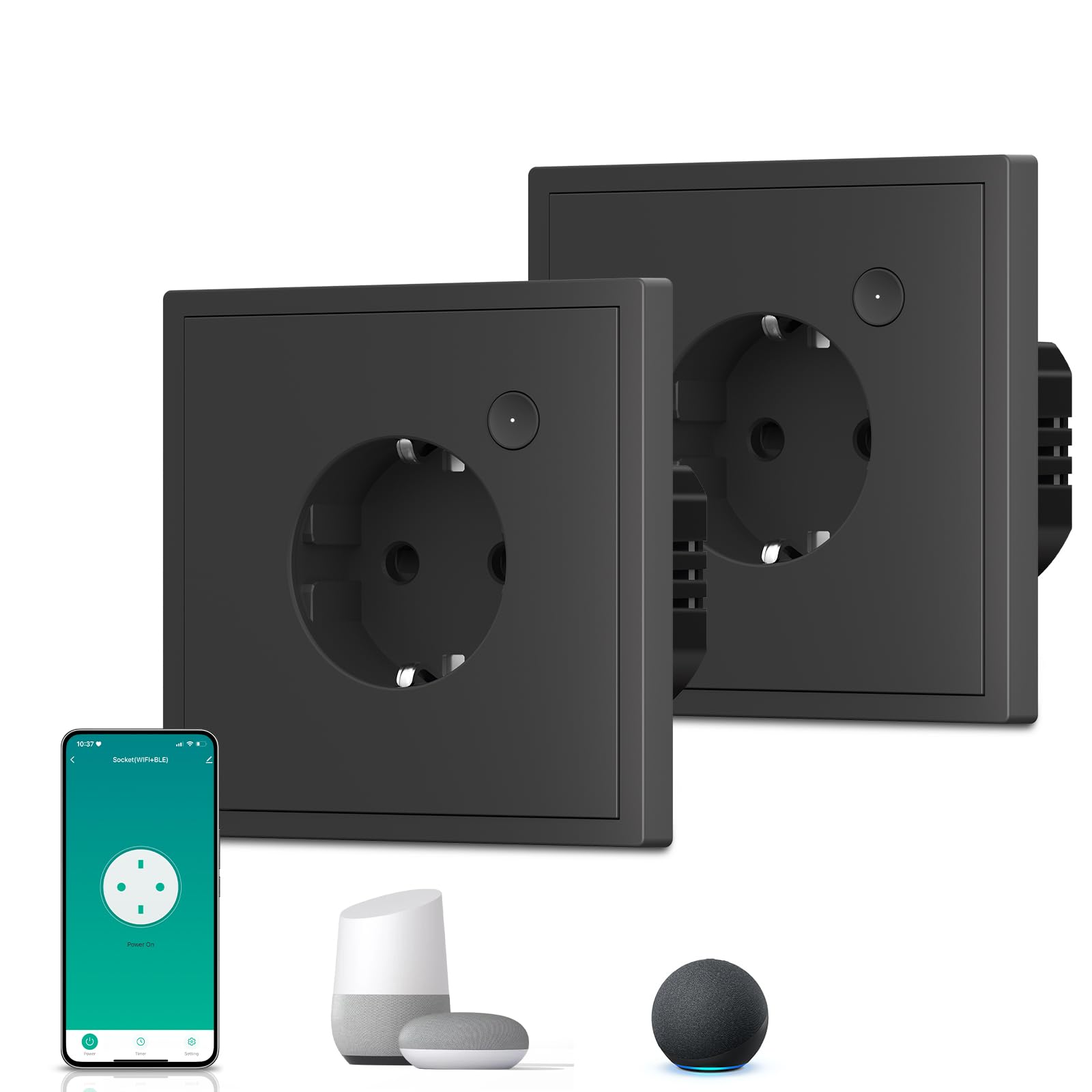 BSEED Enchufe Inteligente con 20W USB y Tipo C,Mate Enchufe Pared Wifi con Medidor Consumo,Control Remoto por APP & Voz,Requiere Cable Neutro,1 Enchufe,Blanco 86mm — view 53