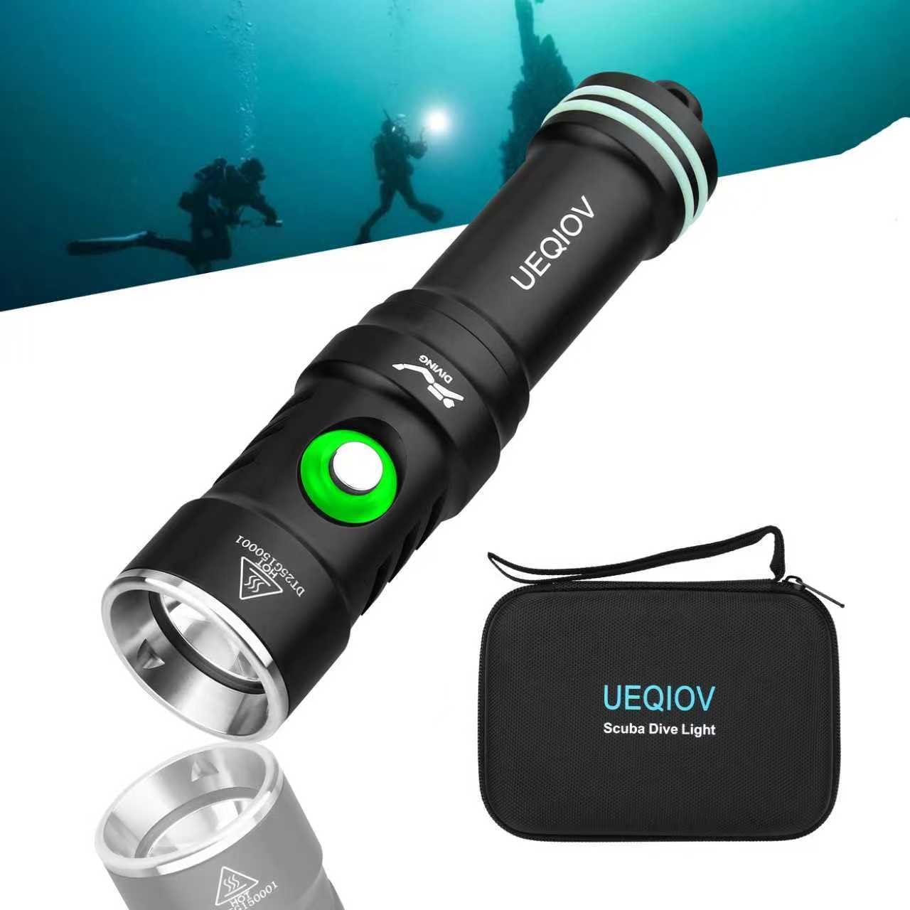 DQ-300 Scuba Diving Light, 4000 Lumens Super Bright Underwater Flashlight with 4 Degrees Narrow Beam, IP68 Waterproof Night Dive Torch 150 Meters Submersible Light (Rose red)