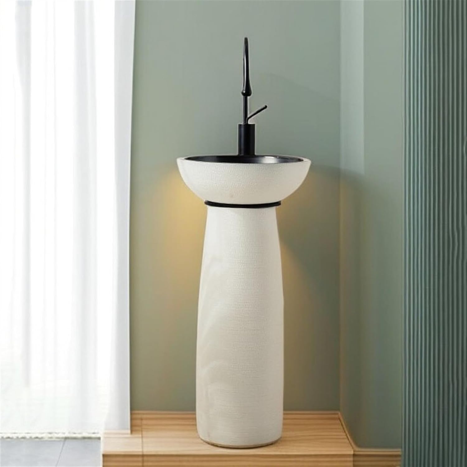 Washing table column Washing table pill dressing table sink, bed set bathroom sink, gloss-eliminating ceramic pedestal bathroom sink, outdoor washstand, easy to clean indoor? sink for outdoor use (D)