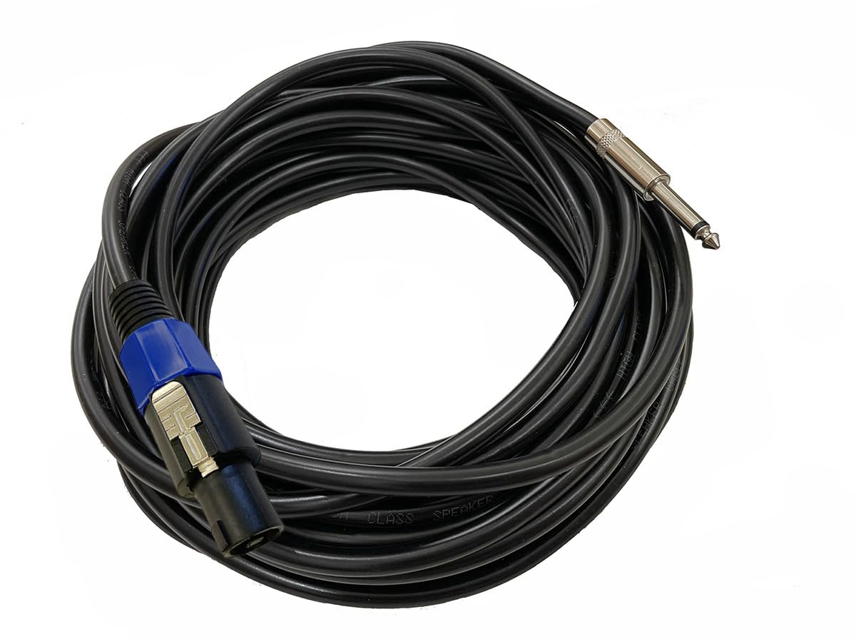 Cavi professionali per altoparlanti da Speakon a 1/4 di pollice – Heavy Duty 12 Gauge 30,5 m SpeakON a 1/4" TS DJ/PA cavi audio altoparlanti (confezione da 2)