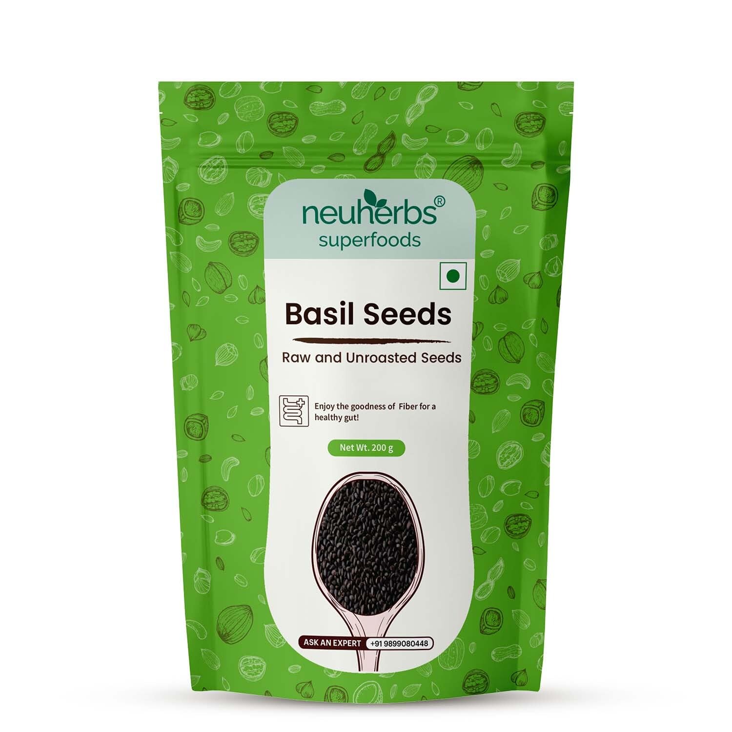 Neuherbs Raw & Unroasted Basil Seeds 200 g | Rich In Dietary Fibre | (Sabja Seeds For Eating) | Protein Rich Tukmaria Seeds for Digestion | Weight Management (B0B77GJ1M6) Amazon Price History, Amazon Price Tracker