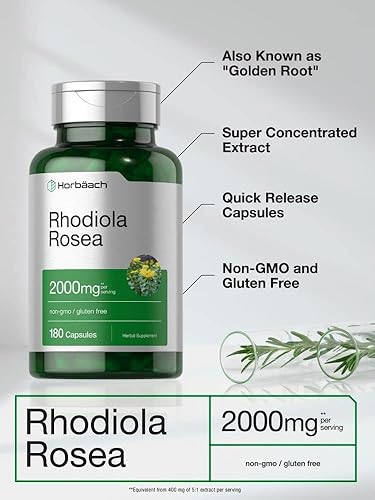 Miniatura 3 de Horbäach Rhodiola Rosea Cápsulas 2000mg | 180 unidades | Suplemento sin OMG, sin gluten
